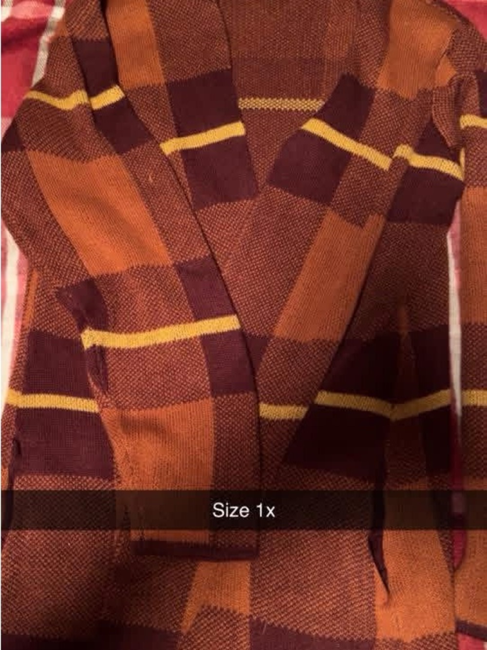 Time and Tru Women’s Check Knit Cardigan in Rust, Burgundy & Yellow